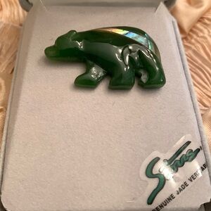 Brooch Jade & Abalone Shell Grizzly Bear